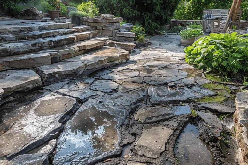 Comment nettoyer une terrasse en pierre noircie : 7 méthodes efficaces sans nettoyeur haute pression